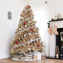 Load image into Gallery viewer, Champagne Gold Artificial Tinsel Christmas Tree w/ Foldable Stand
