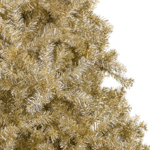 Load image into Gallery viewer, Champagne Gold Artificial Tinsel Christmas Tree w/ Foldable Stand
