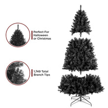 Load image into Gallery viewer, Black Artificial Christmas Tree w/ Easy Assembly, Foldable Metal Stand
