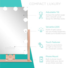 Load image into Gallery viewer, Hollywood Vanity Mirror w/ Bluetooth Speakers, 3 Color Temps, Phone Stand

