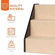 Load image into Gallery viewer, Foldable Adjustable, Non-Slip Wide Wooden Carpeted Pet Step Stairs
