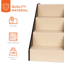 Load image into Gallery viewer, Foldable Adjustable, Non-Slip Wide Wooden Carpeted Pet Step Stairs
