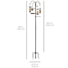 Load image into Gallery viewer, Bird Feeding Station, 6-Hook Steel Multi-Feeder Stand w/ 4 Bird Feeders, 89in
