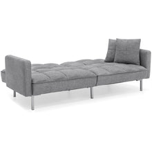Load image into Gallery viewer, Convertible Linen Tufted Futon w/ 2 Plush Pillows, Split-Back Design
