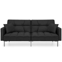 Load image into Gallery viewer, Convertible Linen Tufted Futon w/ 2 Plush Pillows, Split-Back Design
