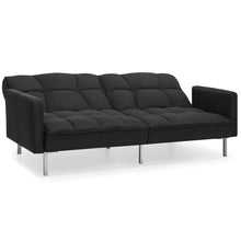 Load image into Gallery viewer, Convertible Linen Tufted Futon w/ 2 Plush Pillows, Split-Back Design
