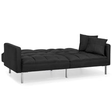 Load image into Gallery viewer, Convertible Linen Tufted Futon w/ 2 Plush Pillows, Split-Back Design
