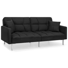 Load image into Gallery viewer, Convertible Linen Tufted Futon w/ 2 Plush Pillows, Split-Back Design
