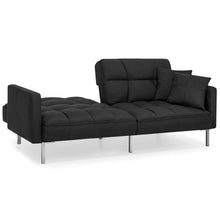 Load image into Gallery viewer, Convertible Linen Tufted Futon w/ 2 Plush Pillows, Split-Back Design
