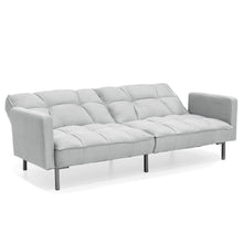 Load image into Gallery viewer, Convertible Linen Tufted Futon w/ 2 Plush Pillows, Split-Back Design

