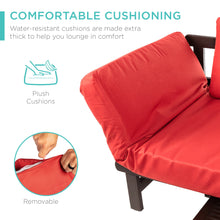 Load image into Gallery viewer, Outdoor Convertible Acacia Wood Futon Sofa w/ 4 Pillows, Removable Cushion
