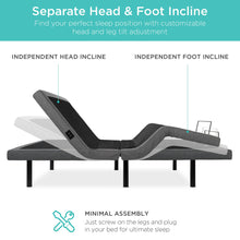 Load image into Gallery viewer, Queen Size Adjustable Bed Base with Massage, Remote Control, and USB
