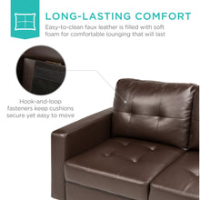 Load image into Gallery viewer, L-Shape Customizable Faux Leather Sofa Set w/ Ottoman Bench
