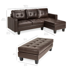 Load image into Gallery viewer, L-Shape Customizable Faux Leather Sofa Set w/ Ottoman Bench

