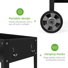Load image into Gallery viewer, Elevated Ergonomic Mobile Raised Metal Garden Planter w/ Wheels - 38x16x32in
