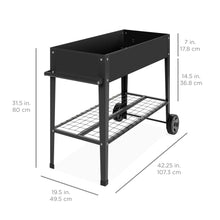 Load image into Gallery viewer, Elevated Ergonomic Mobile Raised Metal Garden Planter w/ Wheels - 38x16x32in
