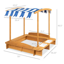 Load image into Gallery viewer, Kids Wooden Cabana Sandbox w/ Benches, Canopy Shade, Sand Cover, 2 Buckets
