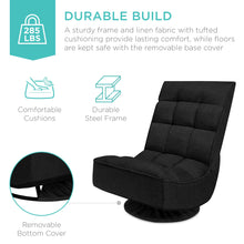 Load image into Gallery viewer, Folding Floor Gaming Chair w/ 360-Degree Swivel, 4 Adjustable Positions
