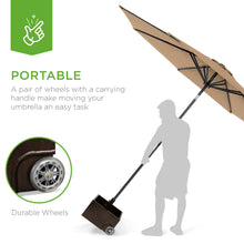 Load image into Gallery viewer, Portable Steel Umbrella Base Stand Up to 150 lbs w/ Fillable Planter, Wheels
