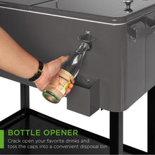 Load image into Gallery viewer, Portable Rolling Cooler Cart w/ Bottle Opener, Catch Tray
