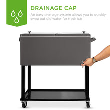 Load image into Gallery viewer, Portable Rolling Cooler Cart w/ Bottle Opener, Catch Tray
