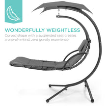 Load image into Gallery viewer, Hanging Curved Chaise Lounge Chair w/ Built-In Pillow, Removable Canopy
