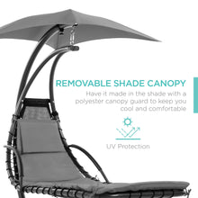 Load image into Gallery viewer, Hanging Curved Chaise Lounge Chair w/ Built-In Pillow, Removable Canopy
