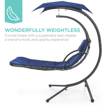 Load image into Gallery viewer, Hanging Curved Chaise Lounge Chair w/ Built-In Pillow, Removable Canopy
