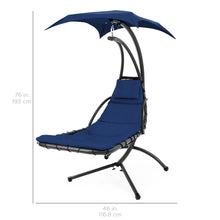 Load image into Gallery viewer, Hanging Curved Chaise Lounge Chair w/ Built-In Pillow, Removable Canopy

