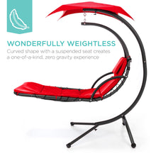 Load image into Gallery viewer, Hanging Curved Chaise Lounge Chair w/ Built-In Pillow, Removable Canopy
