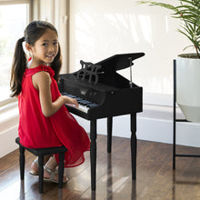 Load image into Gallery viewer, Kids Mini Wooden Grand Piano w/ Lid, Bench, Music Rack, Song Book, Stickers
