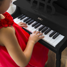 Load image into Gallery viewer, Kids Mini Wooden Grand Piano w/ Lid, Bench, Music Rack, Song Book, Stickers
