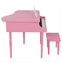 Load image into Gallery viewer, Kids Mini Wooden Grand Piano w/ Lid, Bench, Music Rack, Song Book, Stickers
