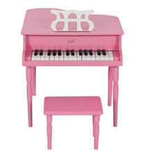 Load image into Gallery viewer, Kids Mini Wooden Grand Piano w/ Lid, Bench, Music Rack, Song Book, Stickers
